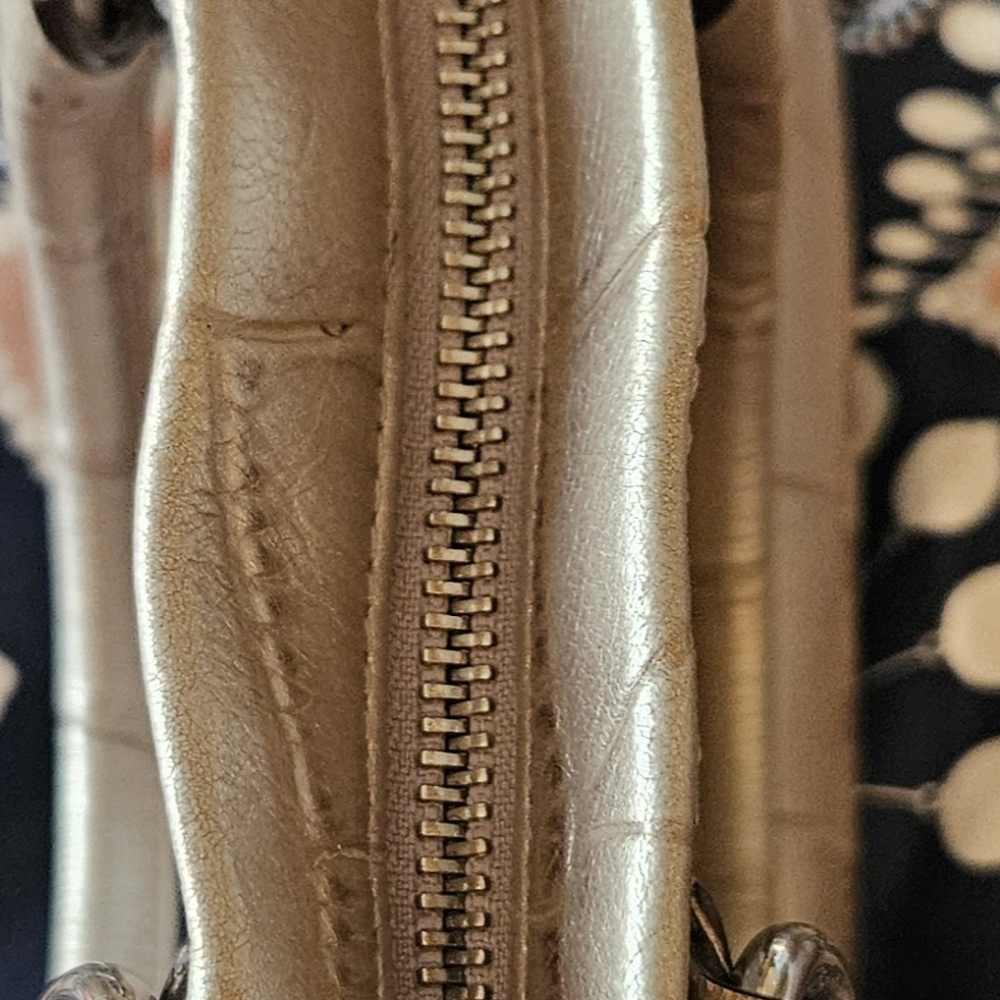 Coach Croc Pattern Metallic Silver Bag - Picture 13 of 13